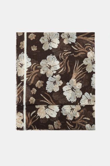 FLORAL PRINT SCARF - Brown by Zara