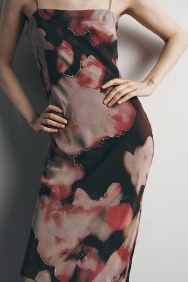 FLORAL BEADED PRINT DRESS - Multicoloured by Zara - Image 3