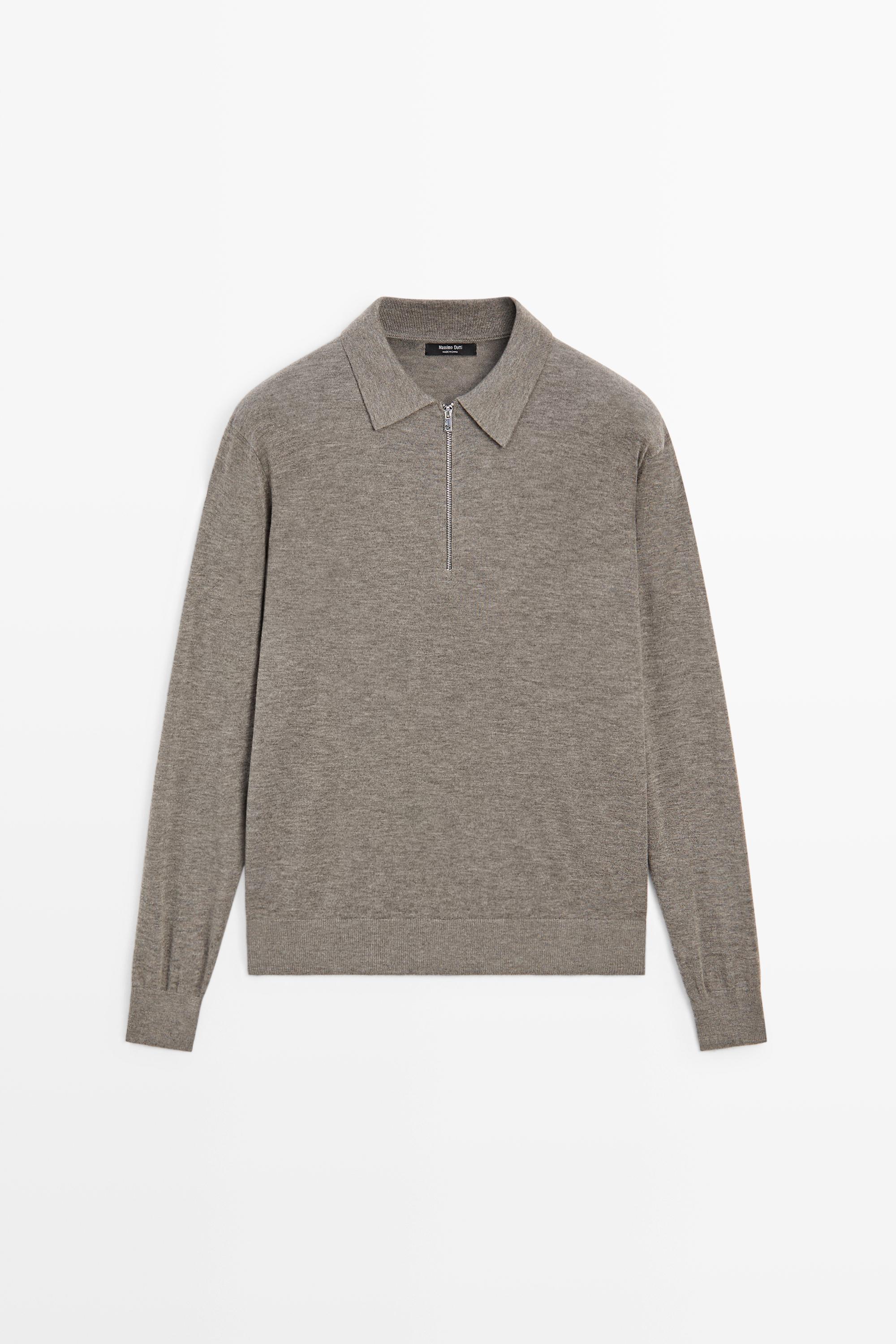 Pull en maille à col zippé et laine