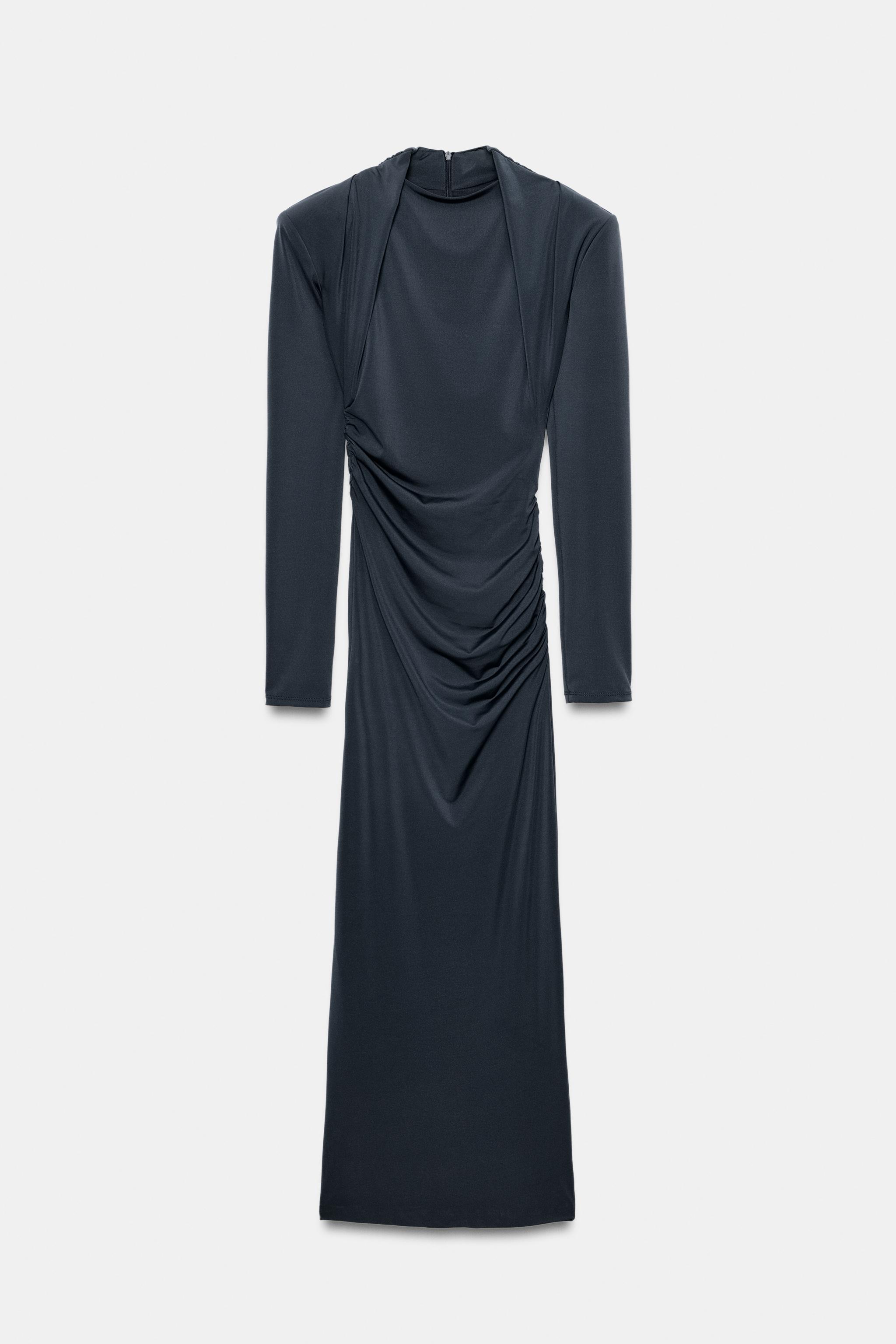 Zara VATKALI DRAPELİ MİDİ ELBİSE görsel 5