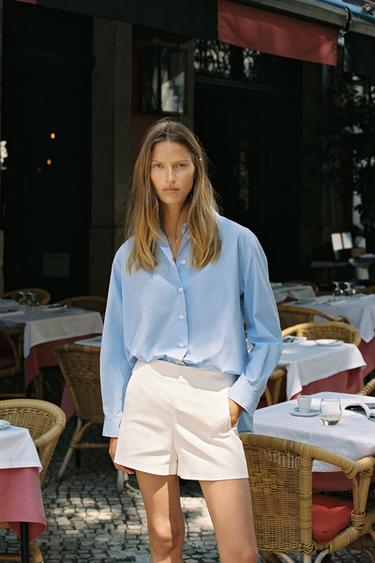 BERMUDASHORTS MIT HOHEM BUND - Weiß von Zara