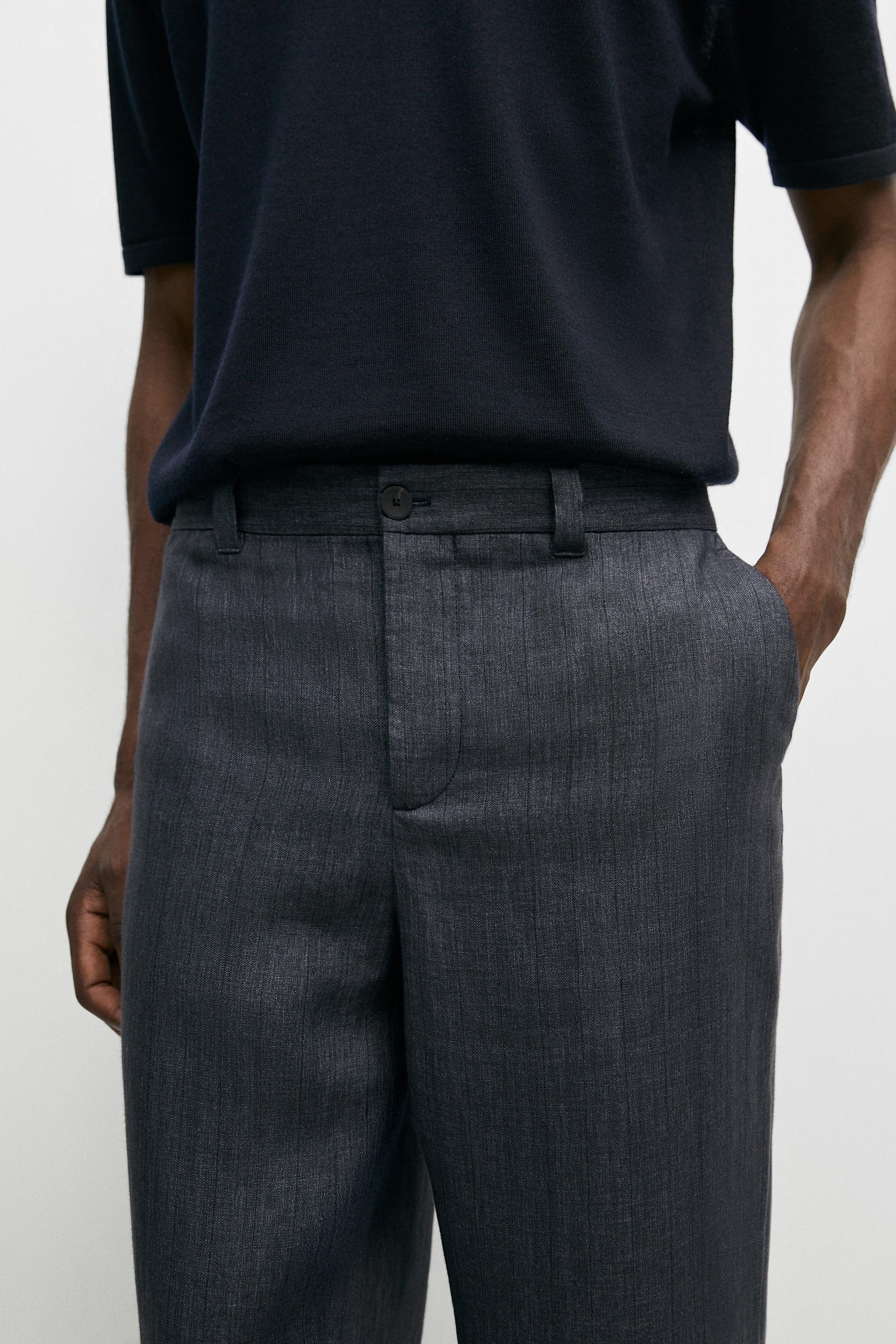 100% linen striped pants