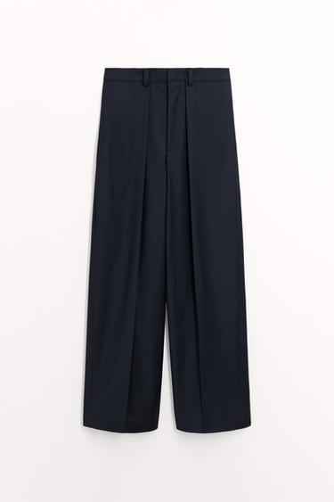 Zara WOOL BLEND PLEATED PANTS ZW COLLECTION - indigo vigore