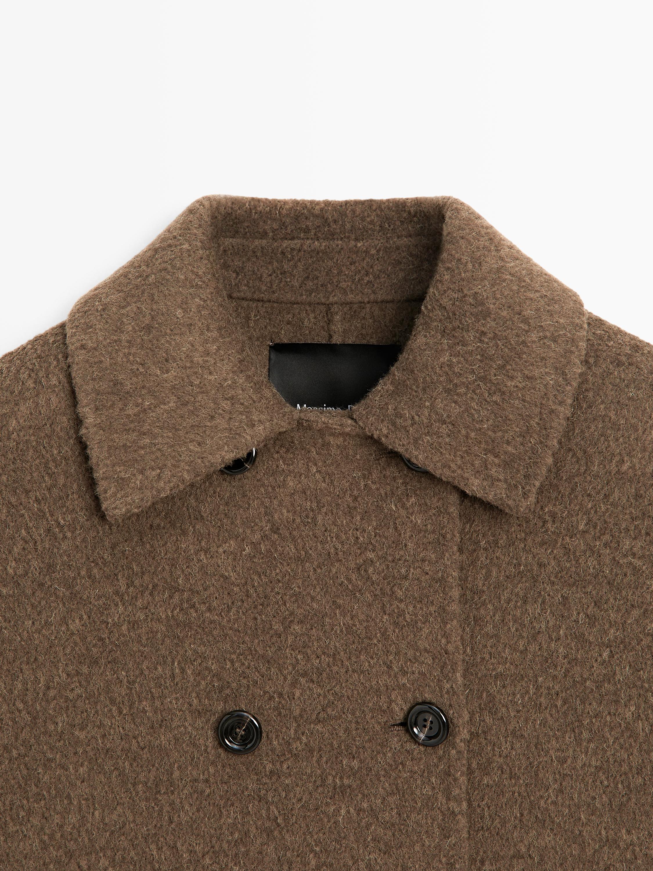 Double-breasted wool blend coat