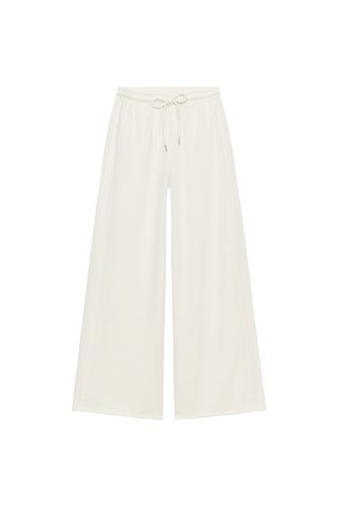 ШИРОКИЕ БРЮКИ ИЗ МЯГКОЙ ТКАНИ — ЭКРЮ от Zara