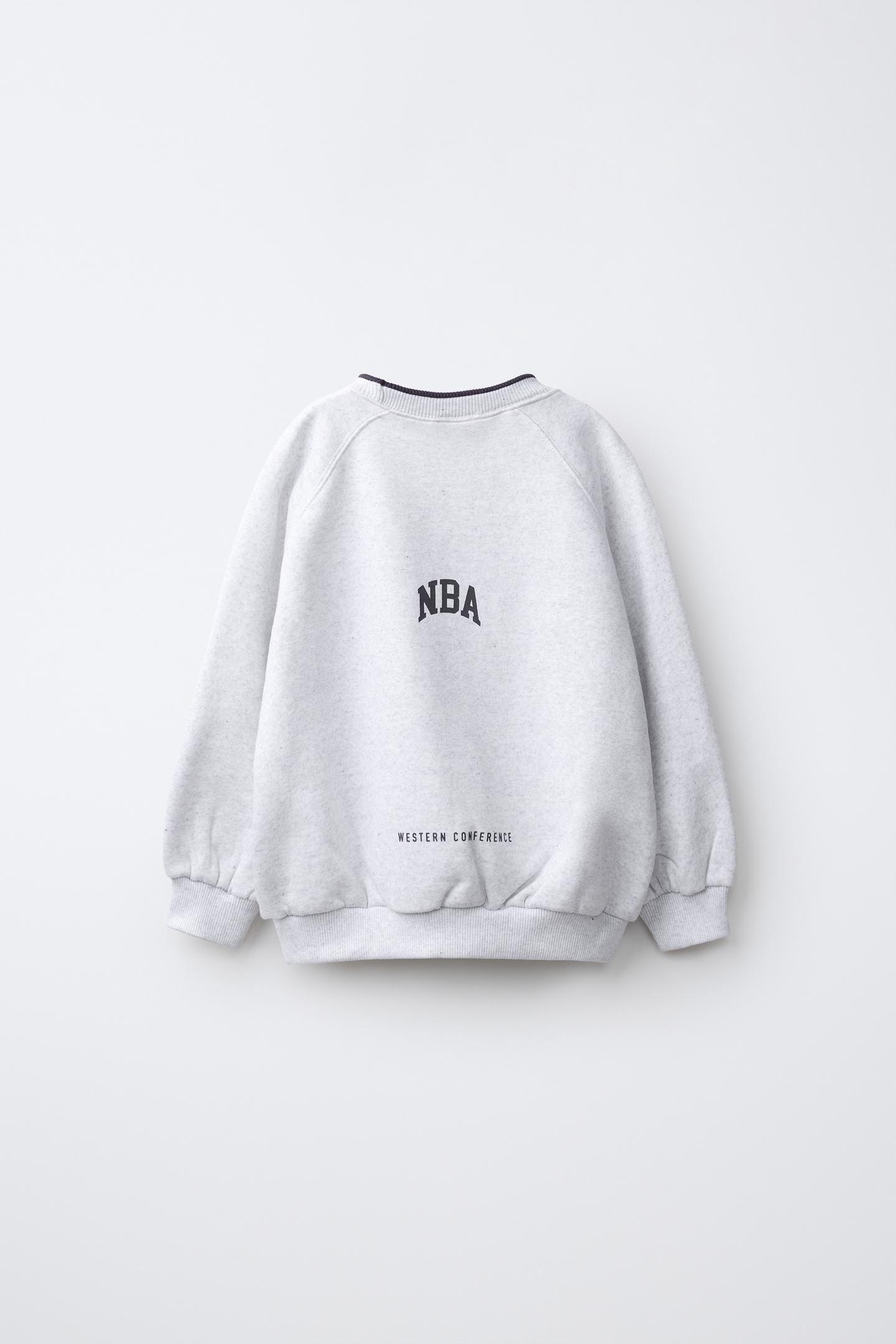 Детская толстовка Zara NBA - Los Angeles Lakers Embroidered, цвет: Серый меланжевый — фото 3