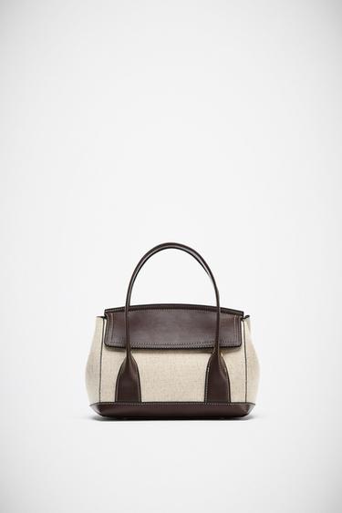 Zara CONTRASTING CITY BAG - Light beige