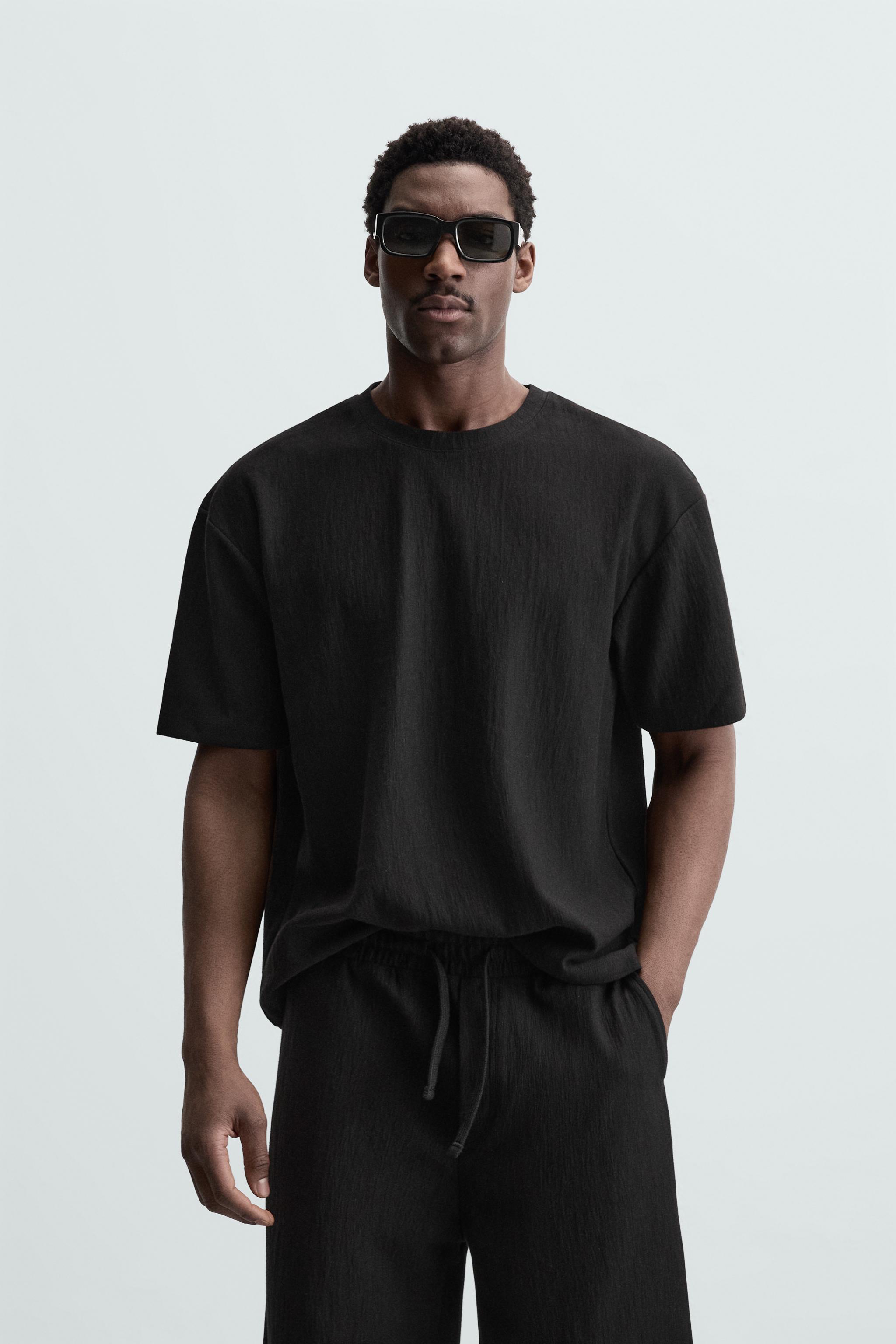 TEXTURED RELAXED FIT T-SHIRT - Oyster-white | ZARA Australia