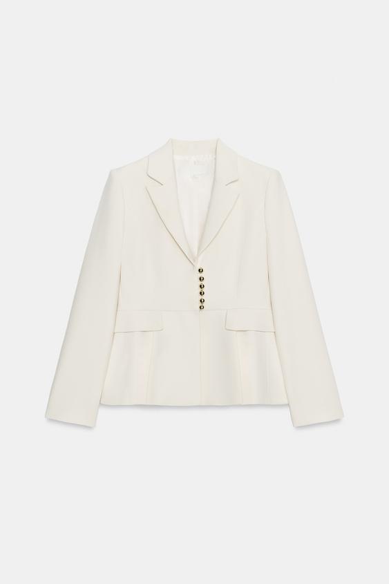 VESTE PÉPLUM À ÉPAULETTES - Écru de Zara - Image 3
