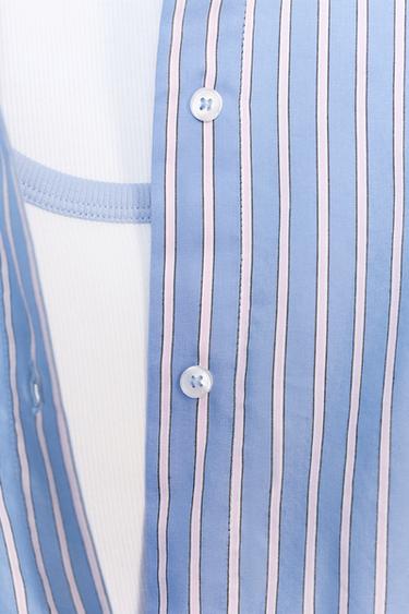 CHEMISE OVERSIZE AVEC T-SHIRT ET CEINTURE - Bleu / Blanc de Zara - Image 8