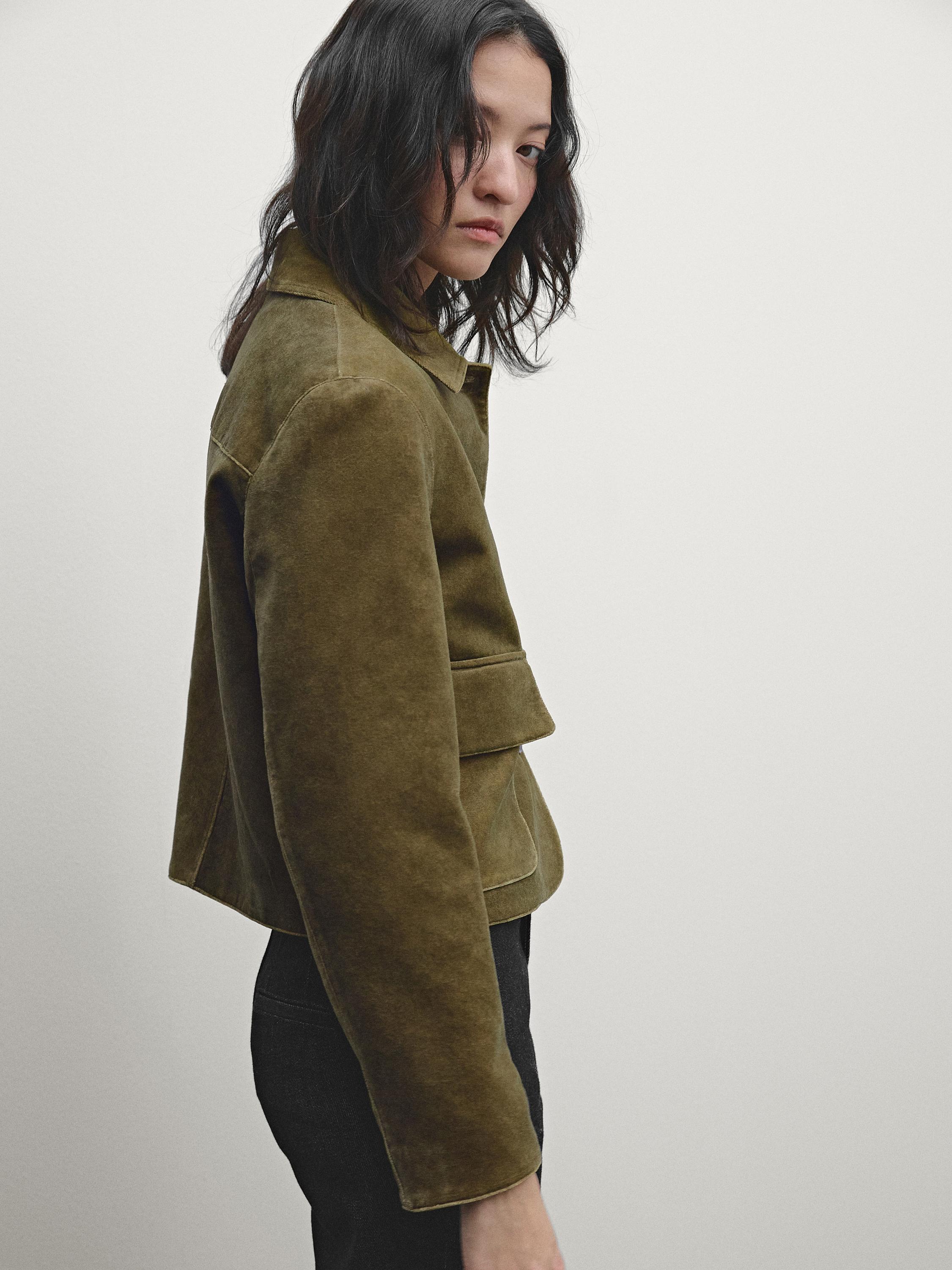 Green velvet coat zara online