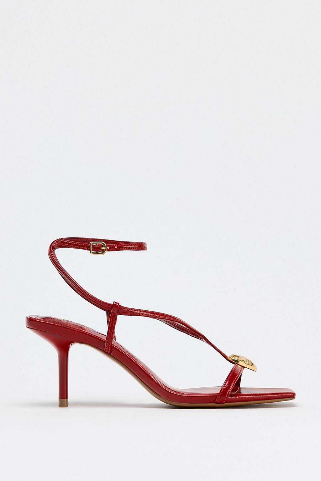 METALLIC DETAIL STRAPPY HEELED SANDALS