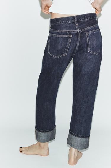 JEAN TRF DROITS REVERS TAILLE MOYENNE - Indigo foncé de Zara - Image 4