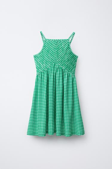 Zara TEXTURED PLAID DRESS - Light green - Image 0