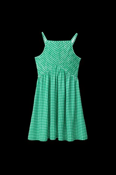 KLEID MIT STRUKTURMUSTER UND KAROMUSTER - Hellgrün von Zara - Bild 0