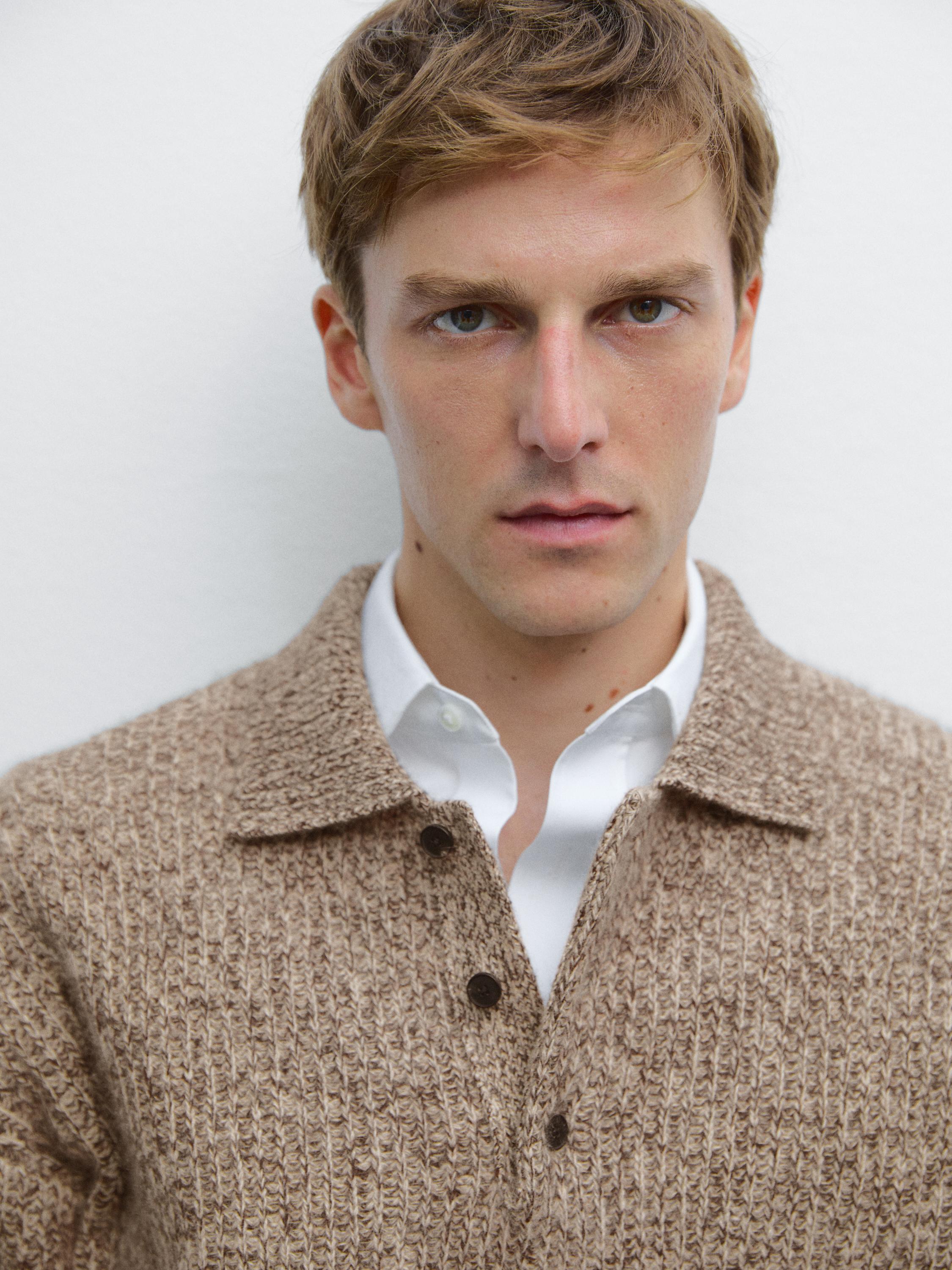 Pull polo en maille 100 % cachemire