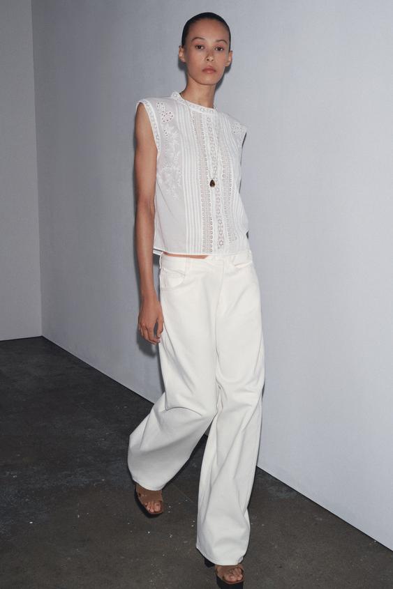 ZW COLLECTION LACE TRIM SLEEVELESS BLOUSE