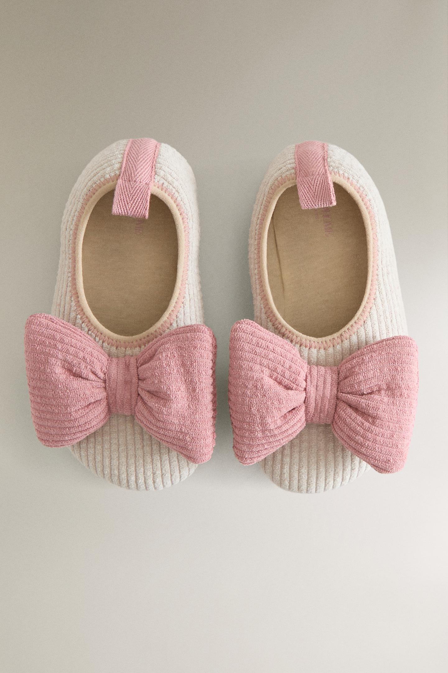 Детские балетки Zara Kids Bow Ballet Flats, цвет: Бежевый — фото 3