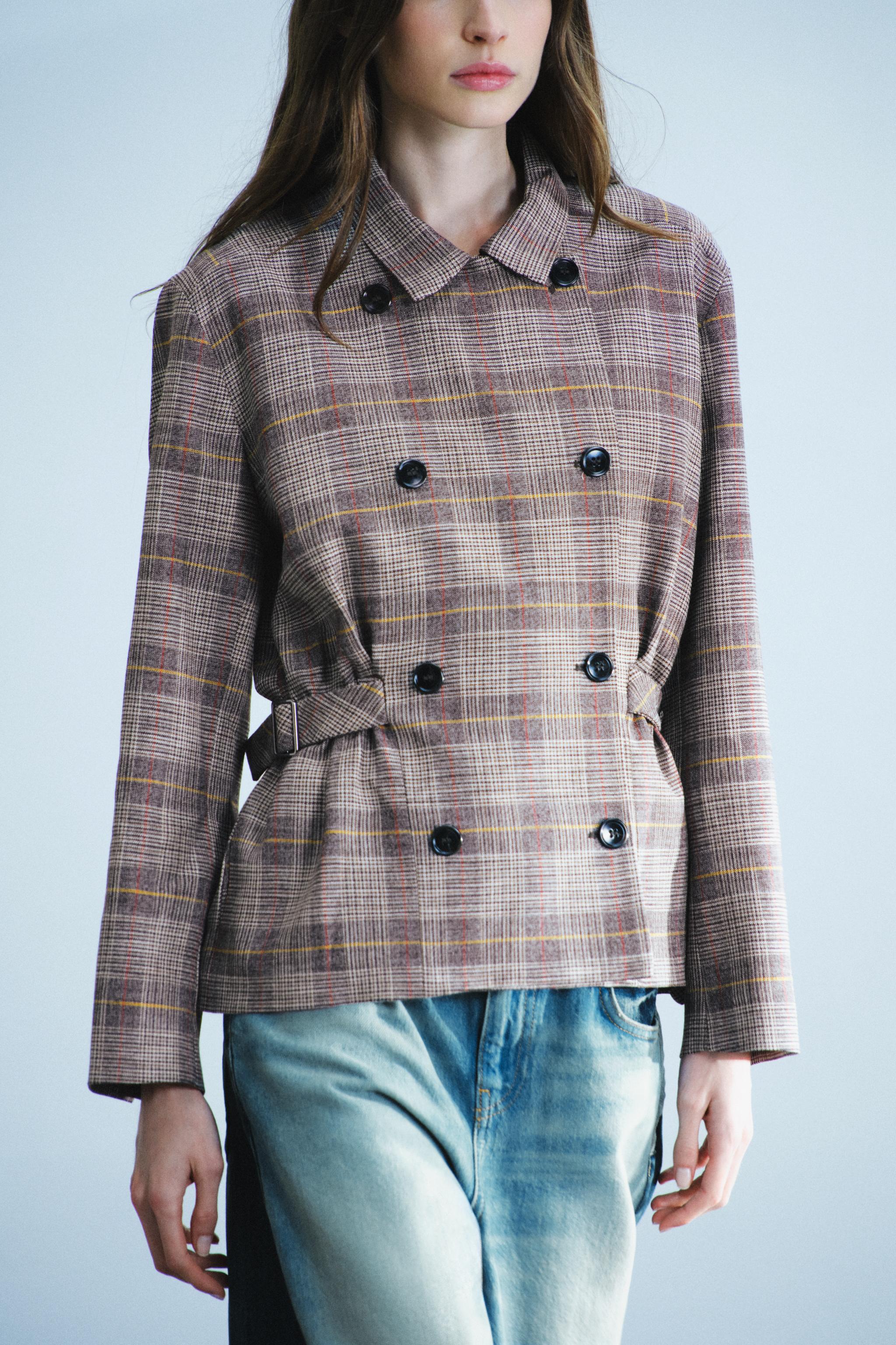 VESTE À CARREAUX AVEC PASSANTS ZW COLLECTION
