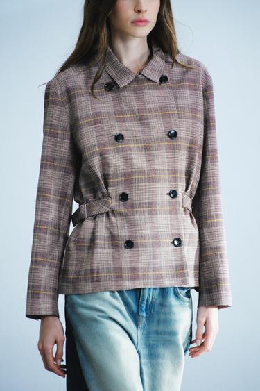 ZW COLLECTION PLAID BLAZER WITH LOOPS — Brown 1