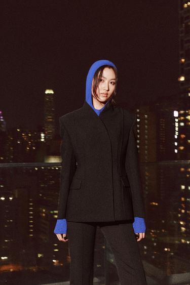 Zara 連帽針織衫 - 深藍色