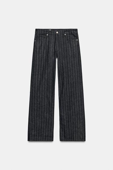 JEANS TRF RAYAS TIRO BAJO - Índigo oscuro de Zara - Imagen 0