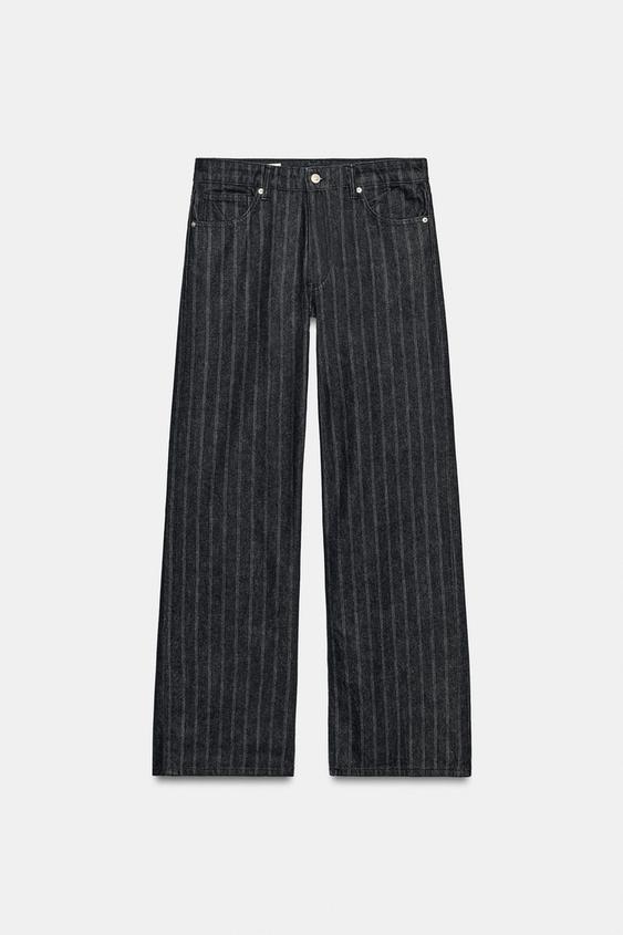 JEANS TRF RAYAS TIRO BAJO - Índigo oscuro de Zara - Imagen 0