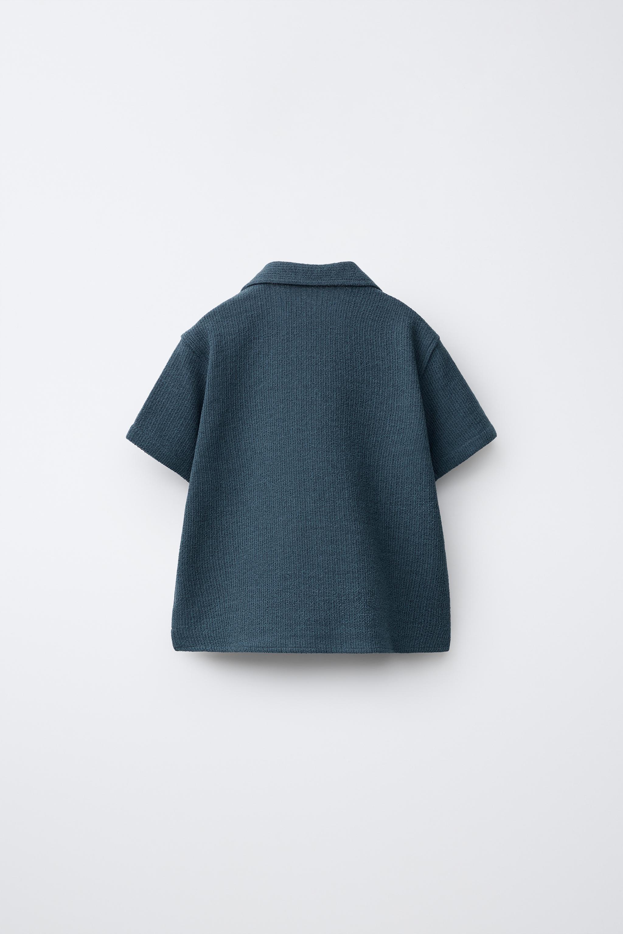PLAIN TEXTURED SHIRT — Deep blue (alternate view)
