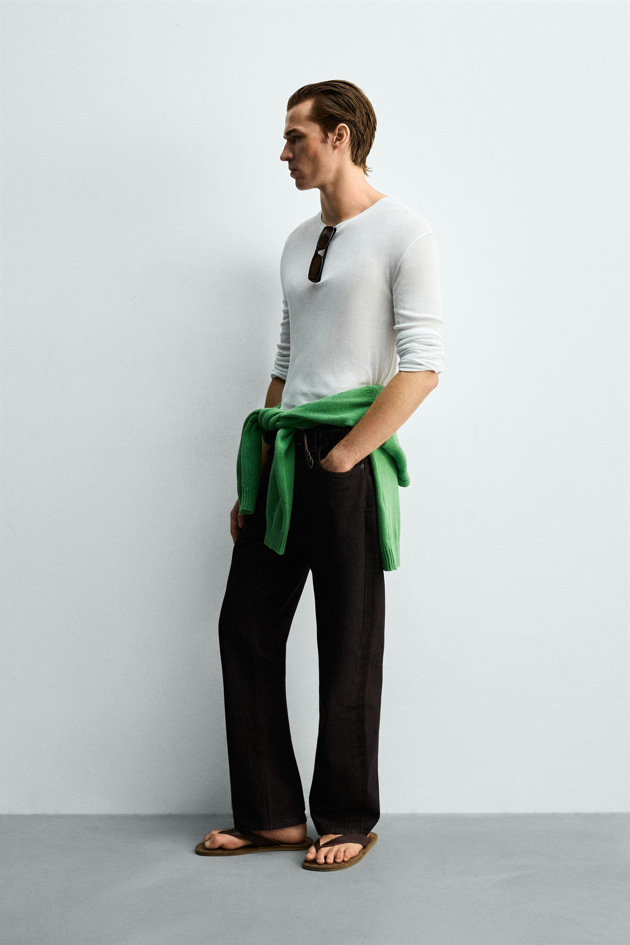 VISCOSE TEXTURED LONG SLEEVE T-SHIRT