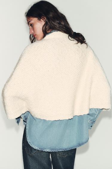 THICK KNIT CAPE JUMPER - Ecru by Zara - Image 5