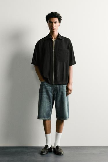 TEXTURED RELAXED FIT SHIRT - Black by Zara