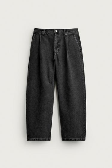PLEATED RELAXED FIT CHINO TROUSERS - Charcoal by Zara