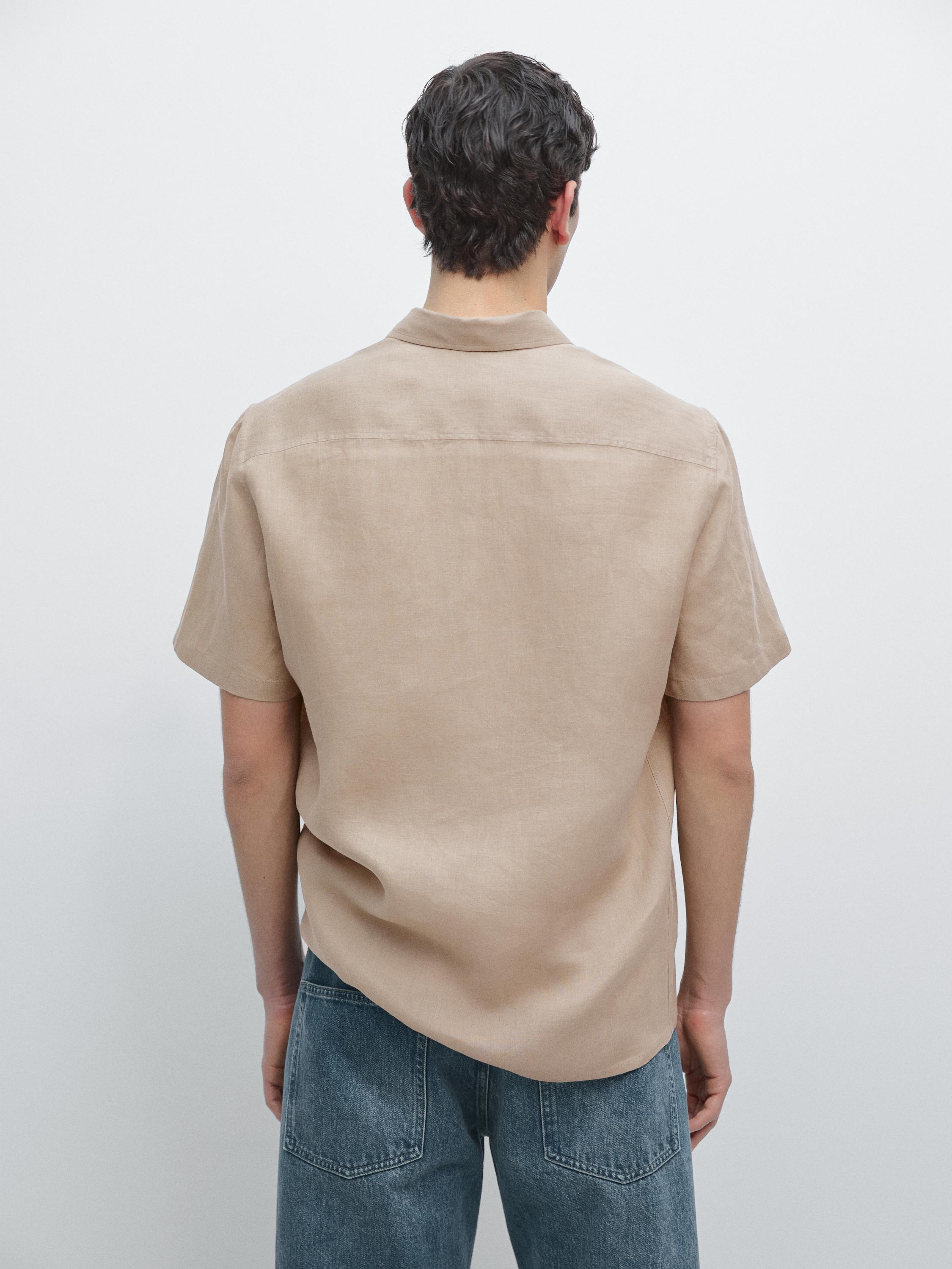 Regular fit short sleeve linen shirt