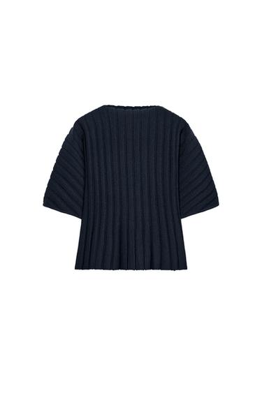 טופ ריב עם שרוולים נפוחים - כחול־ים של Zara