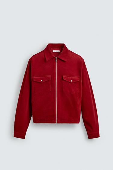 BOXY FIT CORDUROY OVERSHIRT - Red by Zara