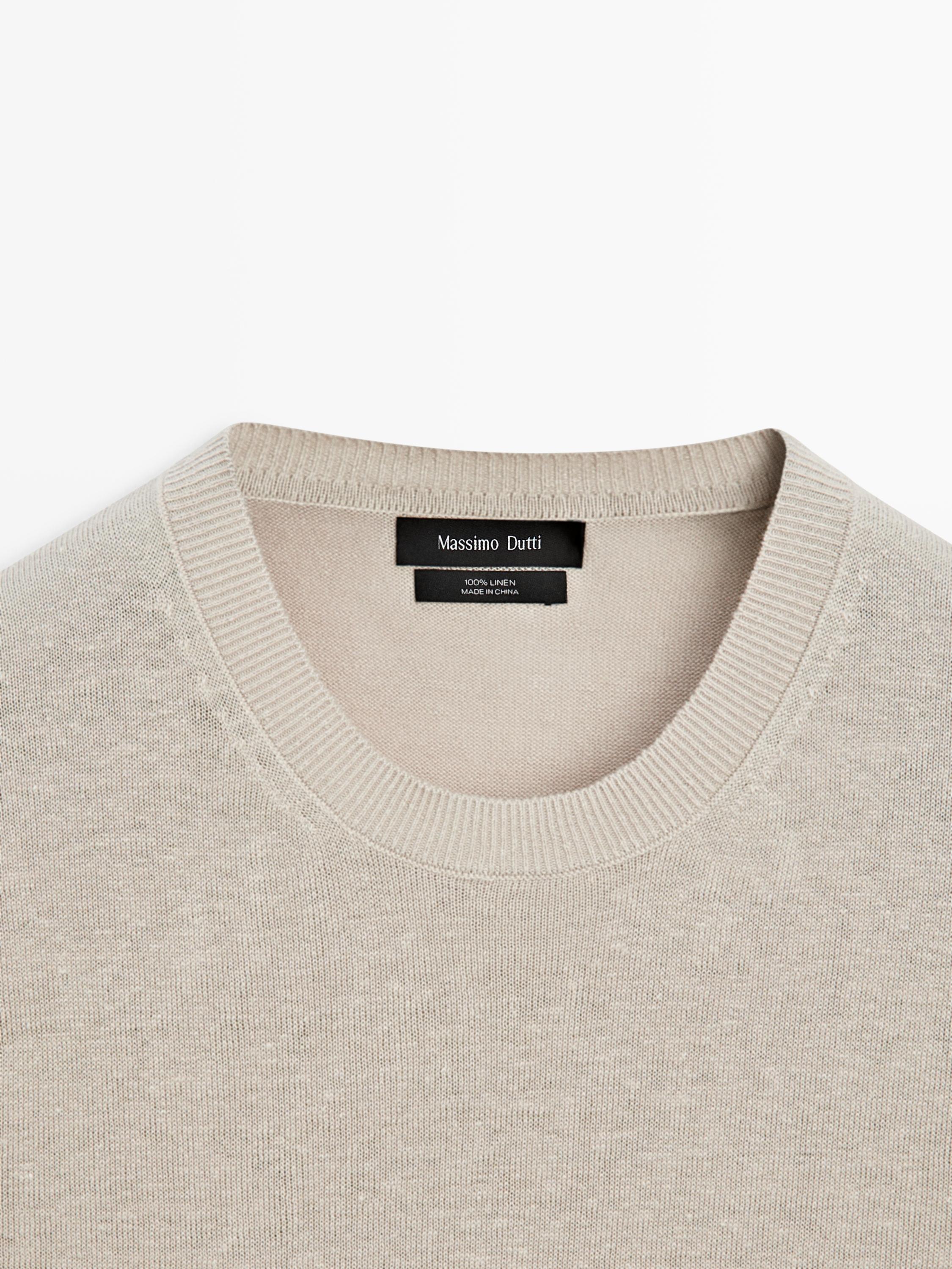 Pull en maille 100 % lin à col rond
