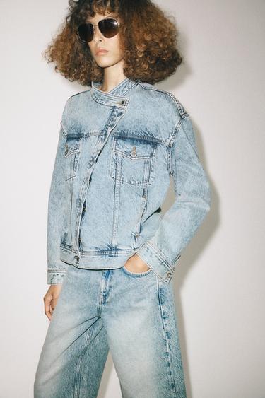 ZW COLLECTION DOUBLE-BREASTED DENIM JACKET - Faded blue by Zara