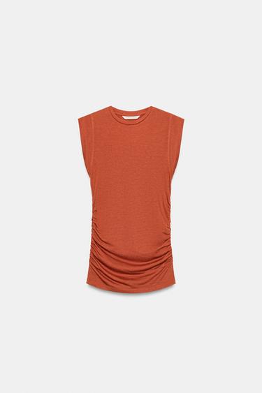 SIDE GATHERED TOP - Burnt orange by Zara - Image 7