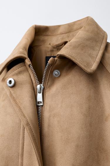 FAUX SUEDE BOMBER JACKET - Sand by Zara - Image 4