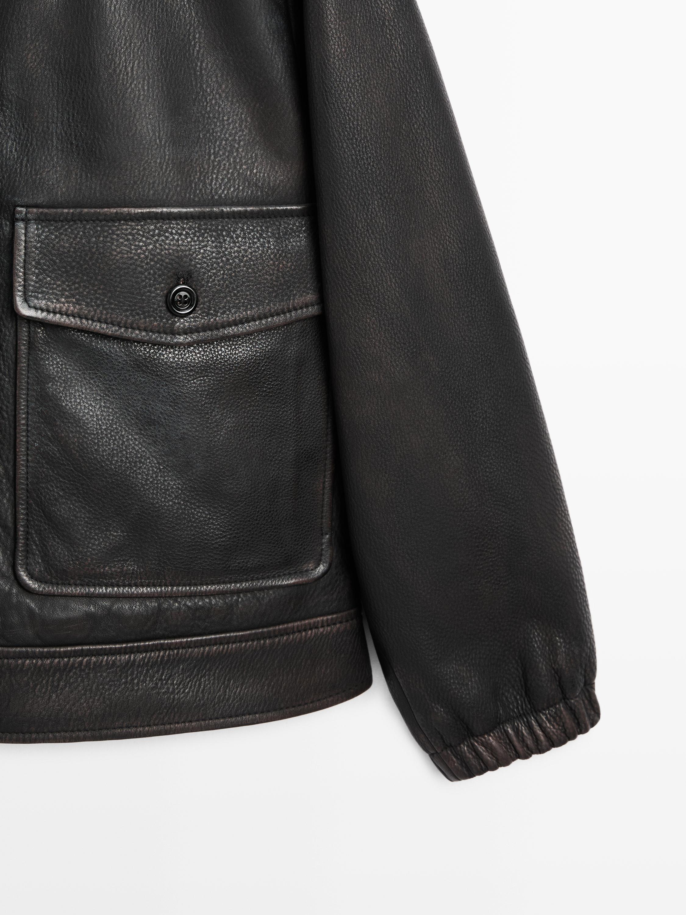 Nappa leather jacket with lambskin collar