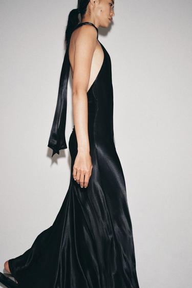 ROBE HALTER SATINÉE ZW COLLECTION - Noir de Zara - Image 2