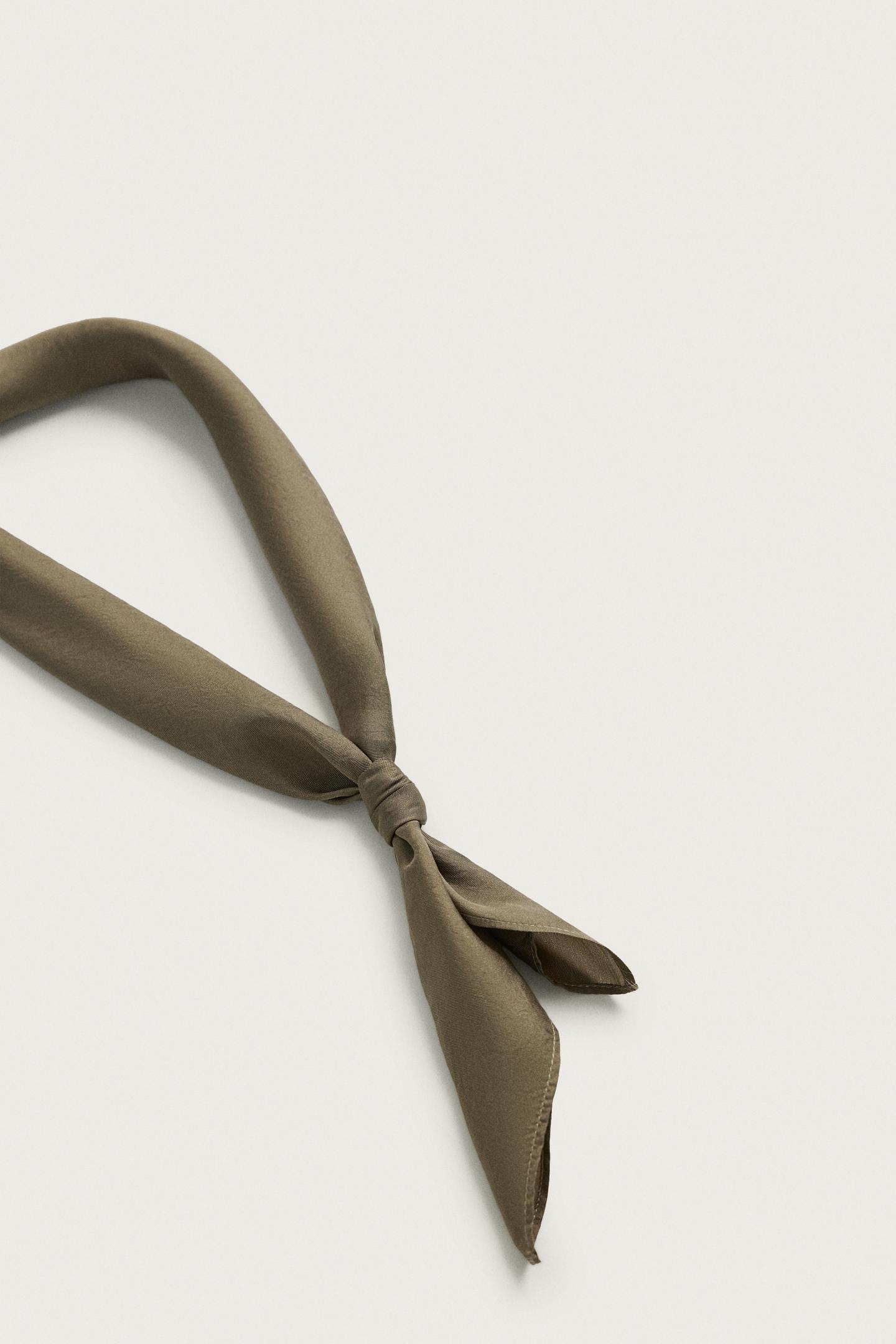 Мужские аксессуары Zara 100% Silk Bandana, цвет: Серый зелёный — фото 3