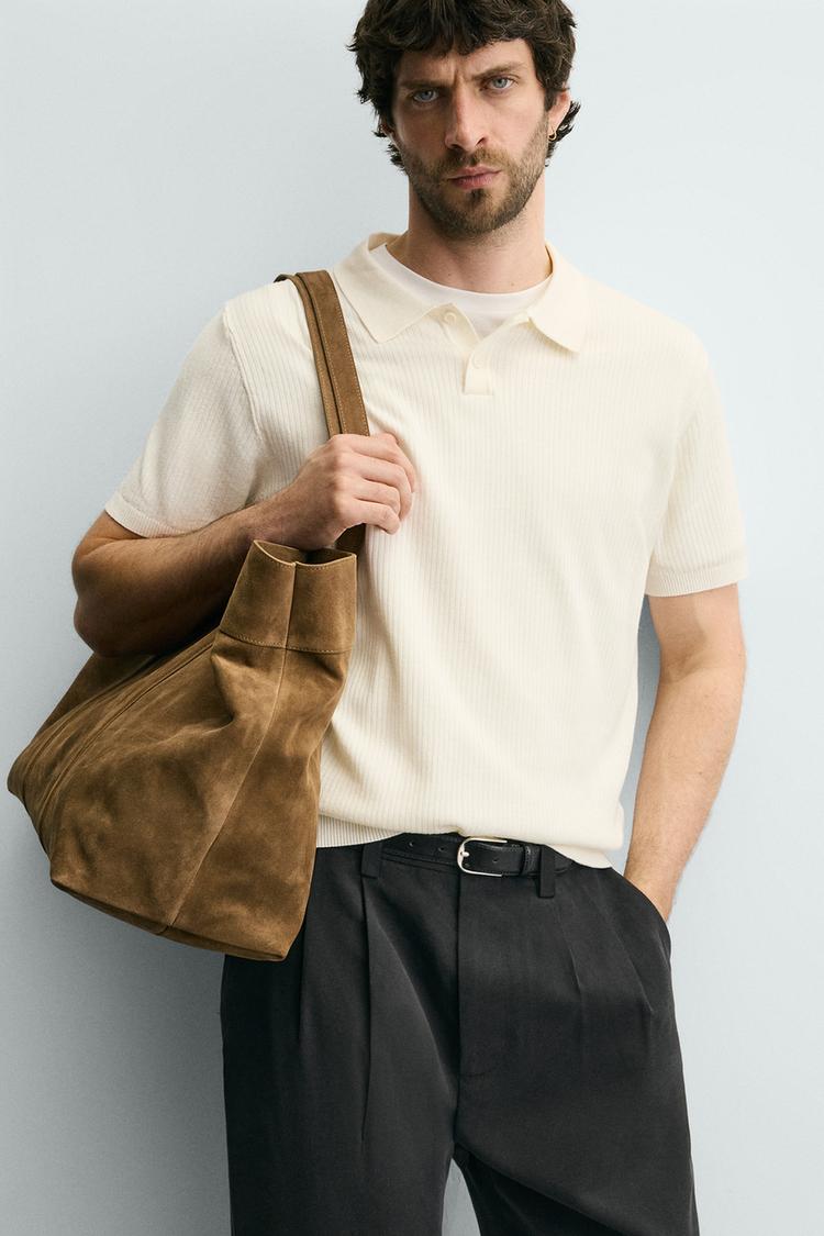 ZARA RIBBED KNIT POLO SHIRT