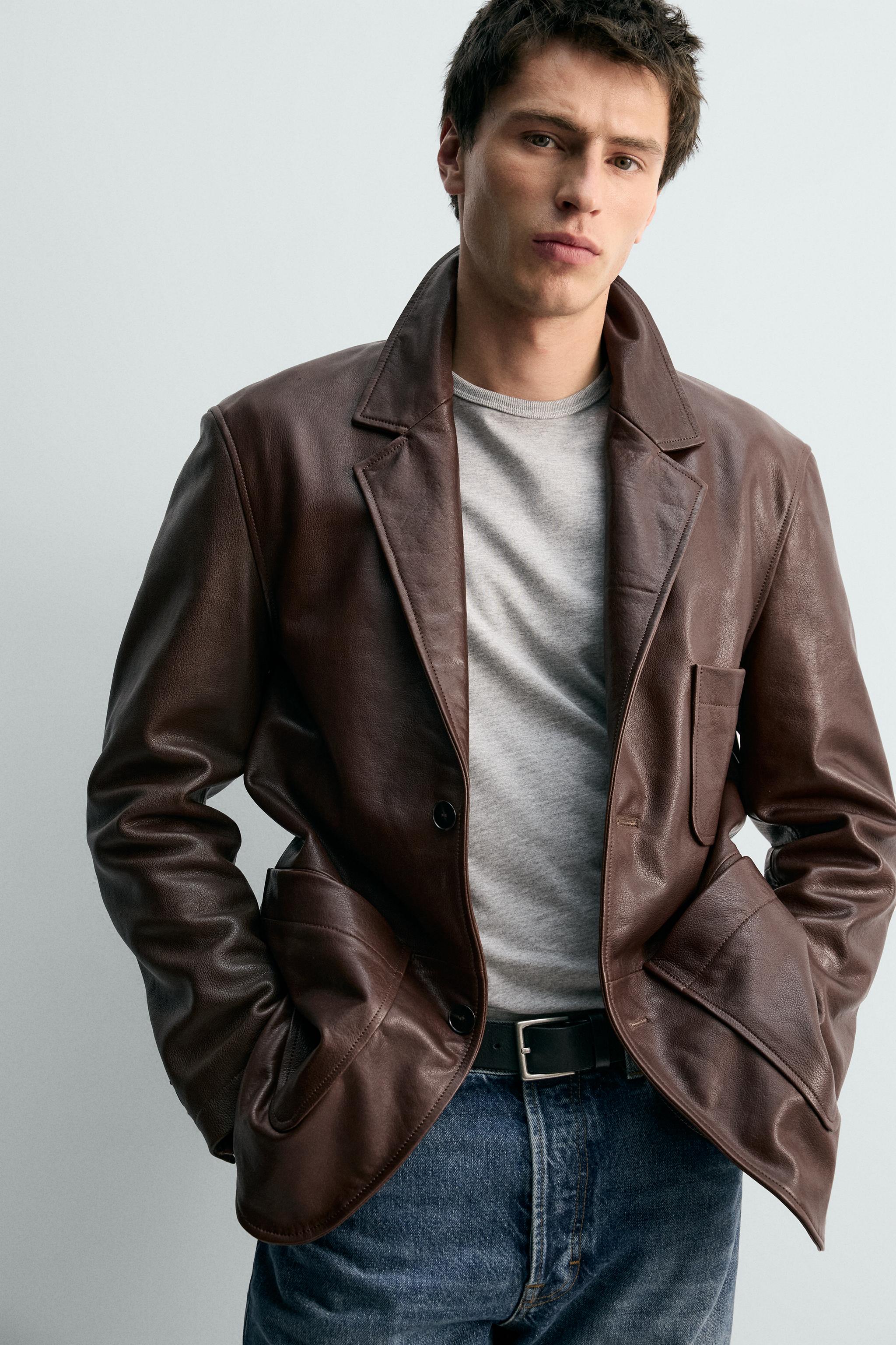 LIMITED EDITION LEATHER BLAZER - Brandy | ZARA United States