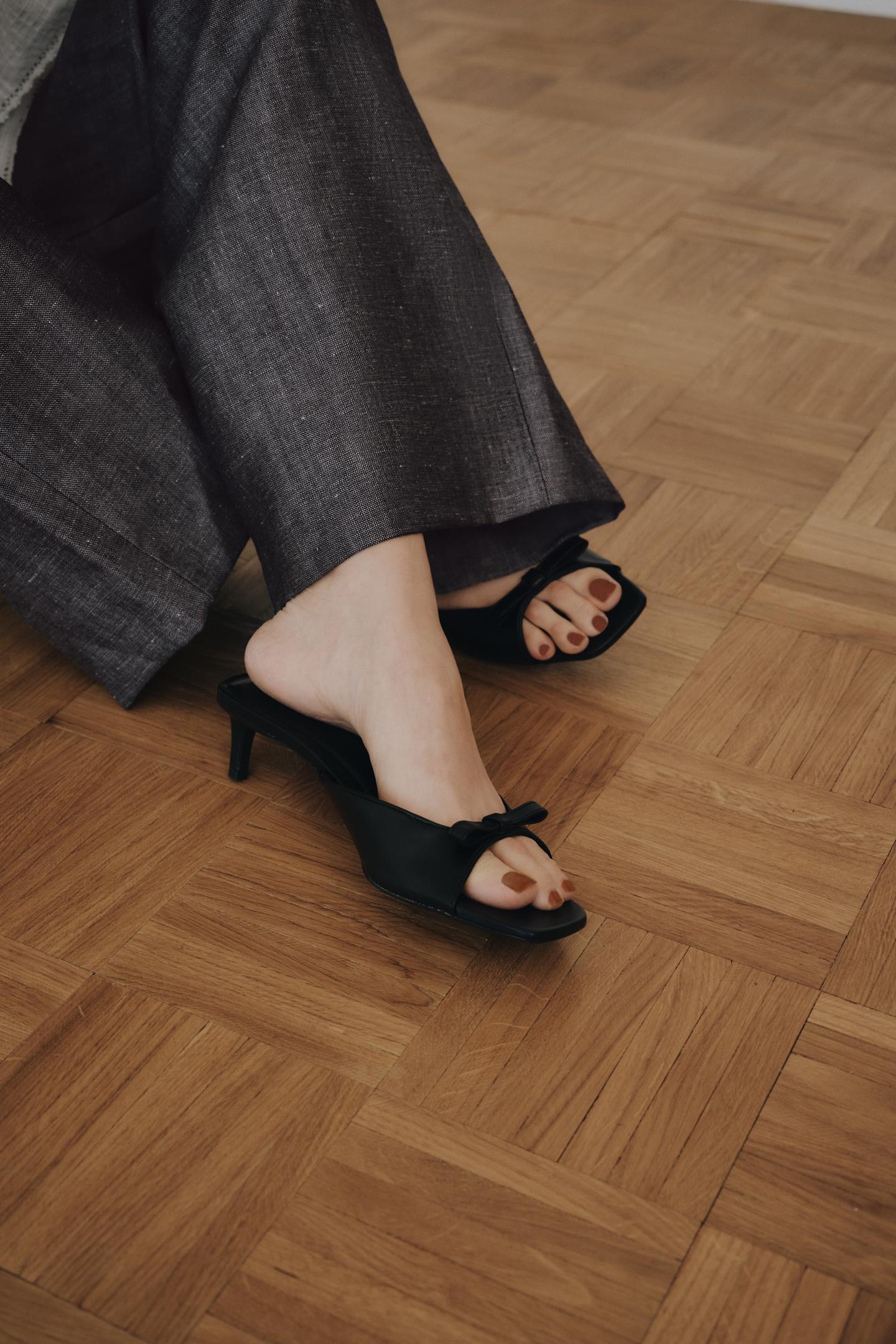 Женские сандалии Zara BOW, цвет: Чёрный