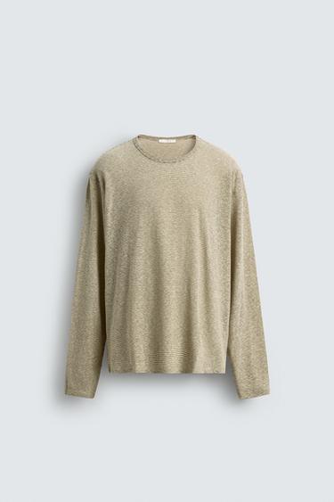 PLAYERA MANGA LARGA JACQUARD RAYAS - rayas de Zara