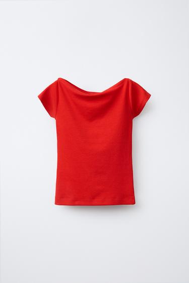 Zara MODAL T-SHIRT - Red