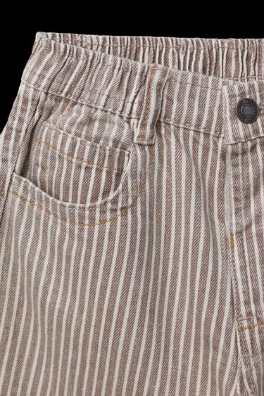 Zara STRIPED TWILL BAGGY PANTS - Brown / Taupe
