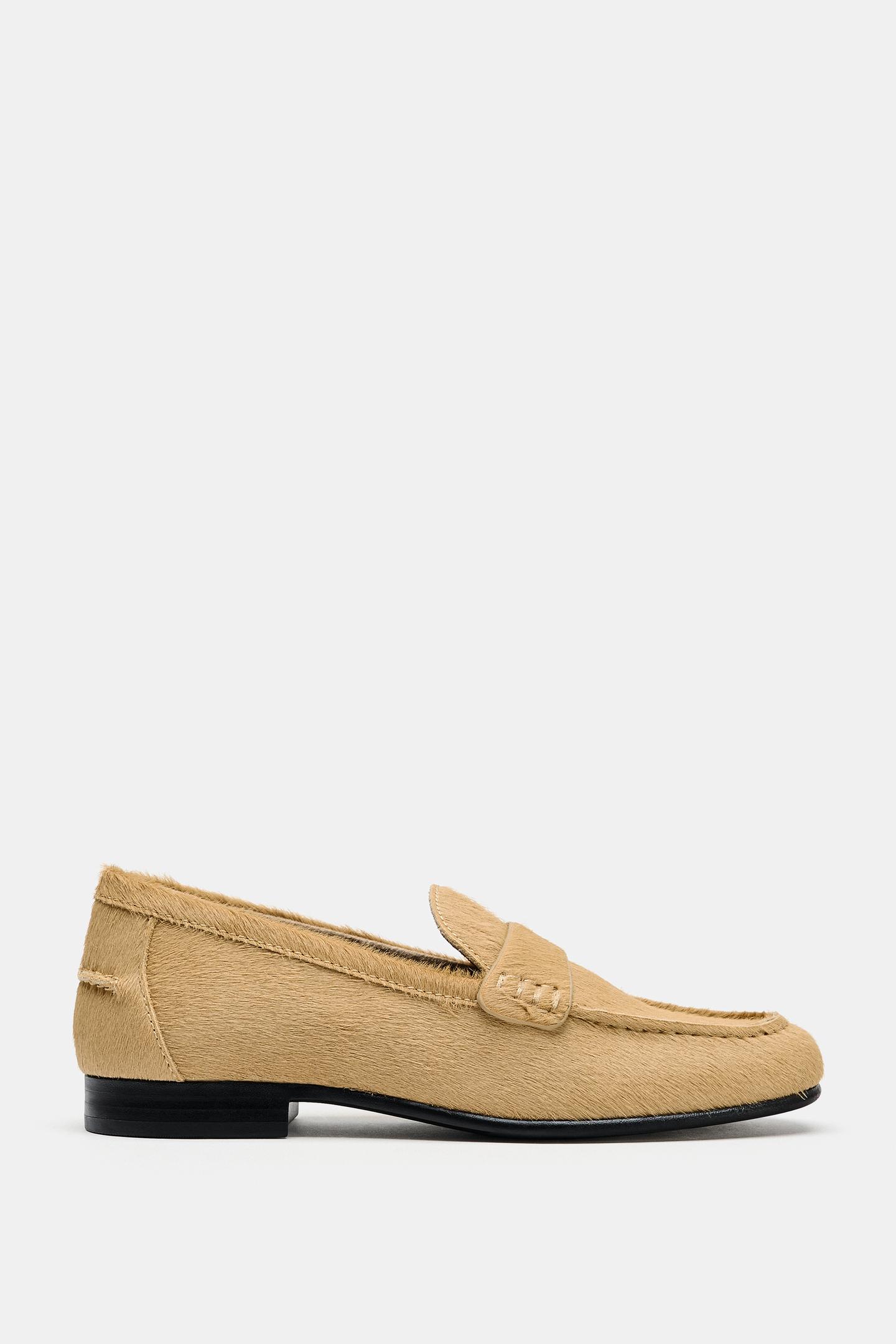 Женские туфли Zara Hair-On Leather, цвет: Бежевый — фото 3