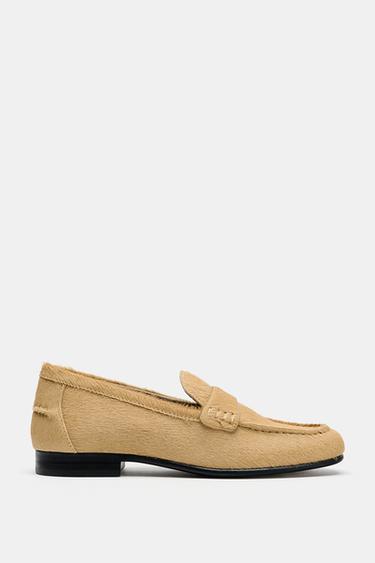 HAIR-ON LEATHER LOAFERS — Beige 2